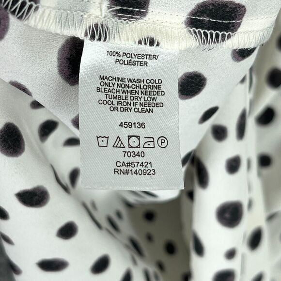 LOFT BLOUSE WOMENS SMALL WHITE V-NECK BIZ CAREER PROFESSIONAL LEOPARD PRINT - Picture 6 of 10